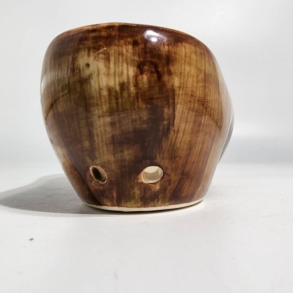 Hand Painted Ceramic Dutch Clog Whindmill Planter Shoe Brown Gold Vintage Japan - Picture 6 of 10